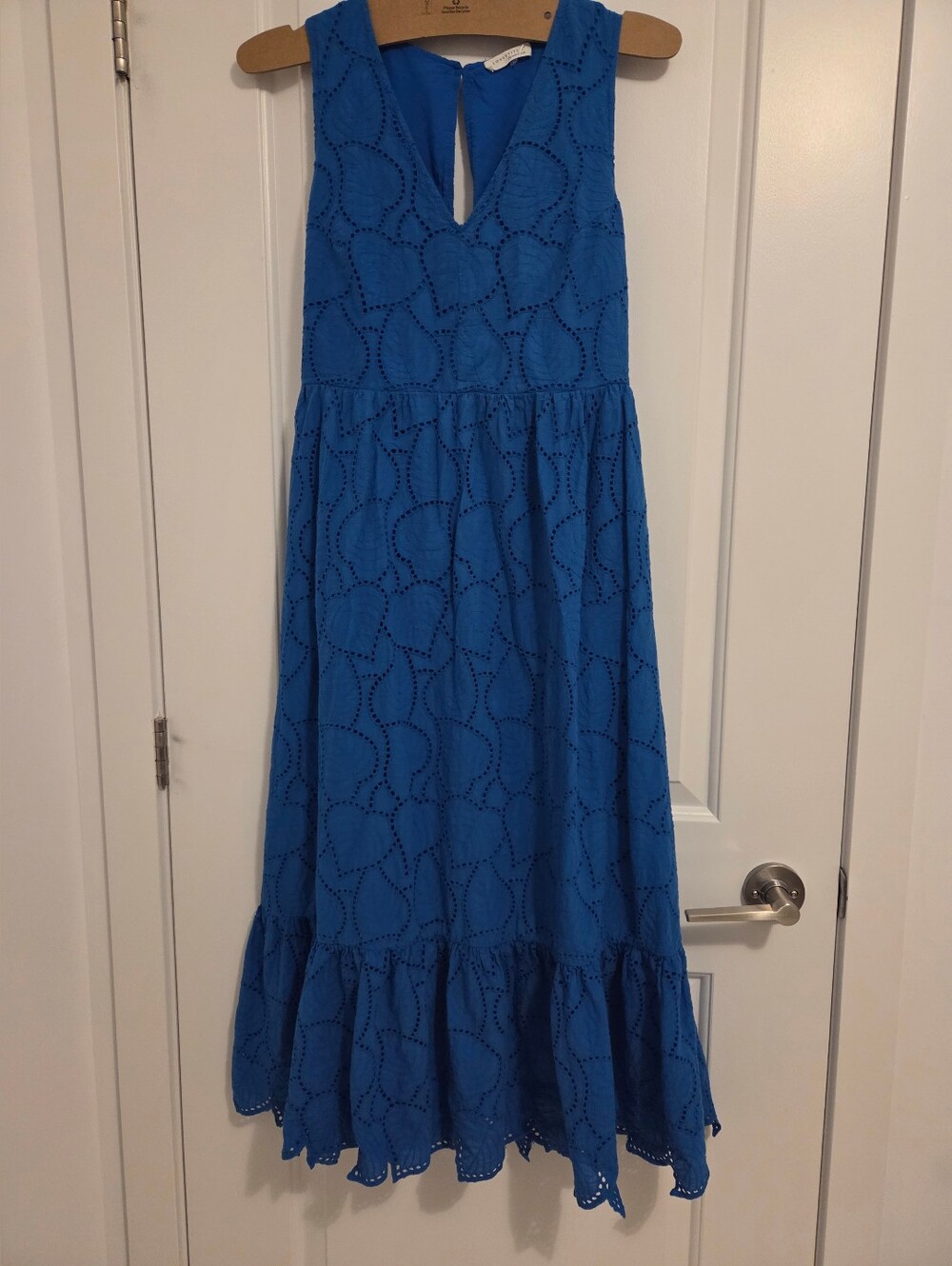 Womens Blue Eyelet Maxi Dress - Medium